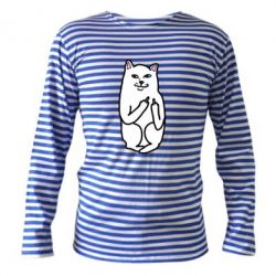 Тельняшка с длинным рукавом Кот с факом - PrintSalon