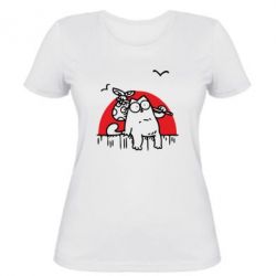 Женская футболка Кот Саймона на фоне заката - PrintSalon