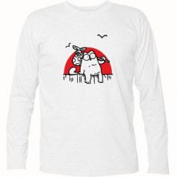 Футболка с длинным рукавом Кот Саймона на фоне заката - PrintSalon