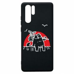 Чехол для Huawei P30 Pro Кот Саймона на фоне заката - PrintSalon