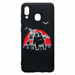 Чехол для Samsung A30 Кот Саймона на фоне заката - PrintSalon