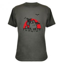 Камуфляжная футболка Кот Саймона на фоне заката-PrintSalon Камуфляжная футболка Кот Саймона на фоне заката