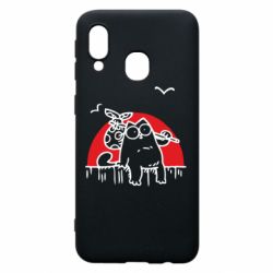 Чехол для Samsung A40 Кот Саймона на фоне заката - PrintSalon
