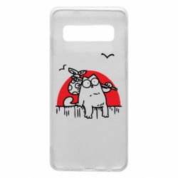Чехол для Samsung S10 Кот Саймона на фоне заката - PrintSalon