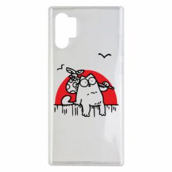Чехол для Samsung Note 10 Plus Кот Саймона на фоне заката - PrintSalon