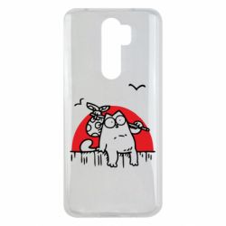 Чехол для Xiaomi Redmi Note 8 Pro Кот Саймона на фоне заката - PrintSalon