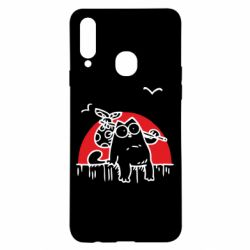 Чехол для Samsung A20s Кот Саймона на фоне заката - PrintSalon