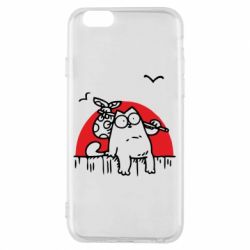 Чехол для iPhone 6/6S Кот Саймона на фоне заката - PrintSalon