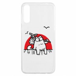 Чехол для Samsung A50 Кот Саймона на фоне заката - PrintSalon