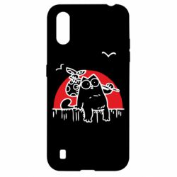 Чехол для Samsung A01/M01 Кот Саймона на фоне заката - PrintSalon