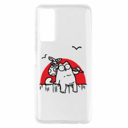 Чехол для Huawei P Smart 2021 Кот Саймона на фоне заката - PrintSalon