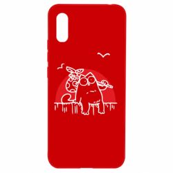 Чехол для Xiaomi Redmi 9a Кот Саймона на фоне заката-PrintSalon Чехол для Xiaomi Redmi 9a Кот Саймона на фоне заката