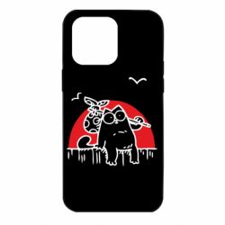Чехол для iPhone 14 Pro Max Кот Саймона на фоне заката - PrintSalon