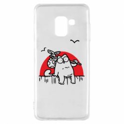 Чехол для Samsung A8 2018 Кот Саймона на фоне заката - PrintSalon