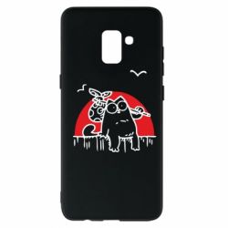 Чехол для Samsung A8+ 2018 Кот Саймона на фоне заката - PrintSalon