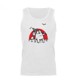 Мужская майка Кот Саймона на фоне заката - PrintSalon