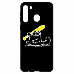 Чехол для Samsung A21 Кот Саймона с битой-PrintSalon Чехол для Samsung A21 Кот Саймона с битой