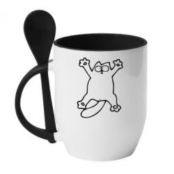 Чашка с ложкой Кот-звезда - PrintSalon