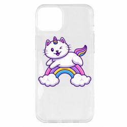 Чехол для iPhone 14 Plus Котик-единорог - PrintSalon