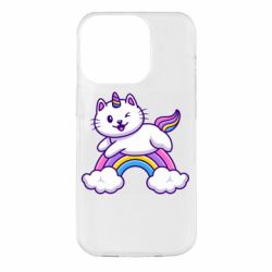 Чехол для iPhone 14 Pro Котик-единорог