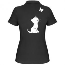 Женское поло котик и бабочка - PrintSalon