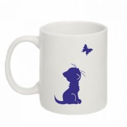 Чашка 320ml котик и бабочка