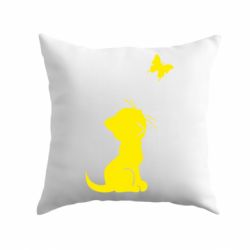 Подушка котик и бабочка - PrintSalon