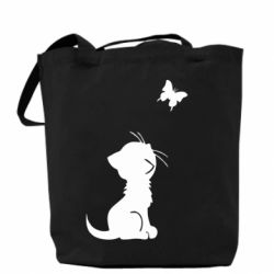 Эко-сумка котик и бабочка - PrintSalon