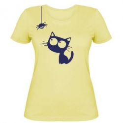 Женская футболка Котик и паук