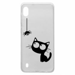 Чехол для Samsung A10 Котик и паук