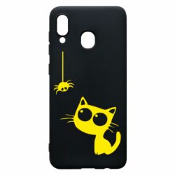 Чехол для Samsung A30 Котик и паук