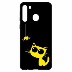 Чехол для Samsung A21 Котик и паук - PrintSalon