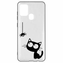 Чехол для Samsung A21s Котик и паук - PrintSalon