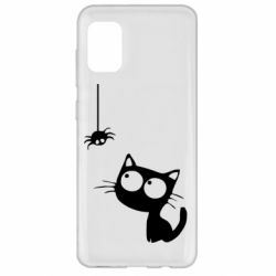 Чехол для Samsung A31 Котик и паук - PrintSalon