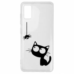 Чехол для Samsung A41 Котик и паук - PrintSalon
