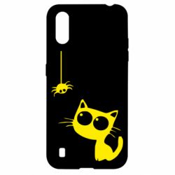 Чехол для Samsung A01/M01 Котик и паук - PrintSalon