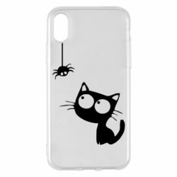Чехол для iPhone X/Xs Котик и паук - PrintSalon