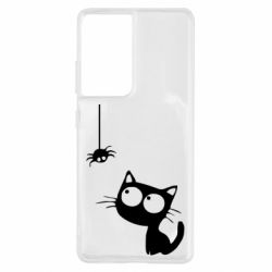 Чехол для Samsung S21 Ultra Котик и паук - PrintSalon