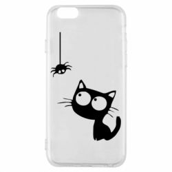 Чехол для iPhone 6/6S Котик и паук - PrintSalon