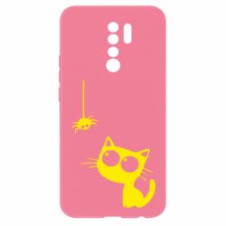 Чехол для Xiaomi Redmi 9 Котик и паук - PrintSalon