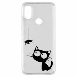 Чехол для Xiaomi Mi A2 Котик и паук - PrintSalon