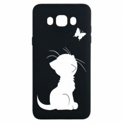 Чехол для Samsung J7 2016 Котик с бабочкой - PrintSalon