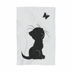 Полотенце с принтом Котик с бабочкой - PrintSalon
