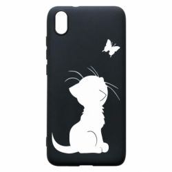 Чехол для Xiaomi Redmi 7A Котик с бабочкой - PrintSalon