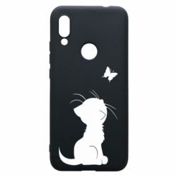 Чехол для Xiaomi Redmi 7 Котик с бабочкой - PrintSalon