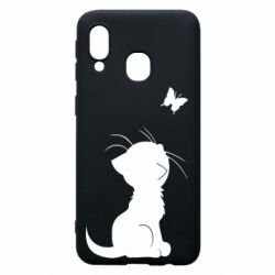 Чехол для Samsung A40 Котик с бабочкой - PrintSalon