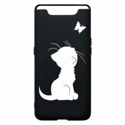 Чехол для Samsung A80 Котик с бабочкой - PrintSalon