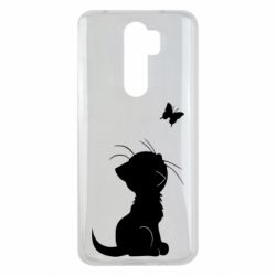 Чехол для Xiaomi Redmi Note 8 Pro Котик с бабочкой - PrintSalon