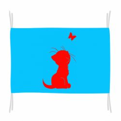 Флаг Котик с бабочкой - PrintSalon