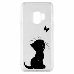 Чехол для Samsung S9 Котик с бабочкой - PrintSalon